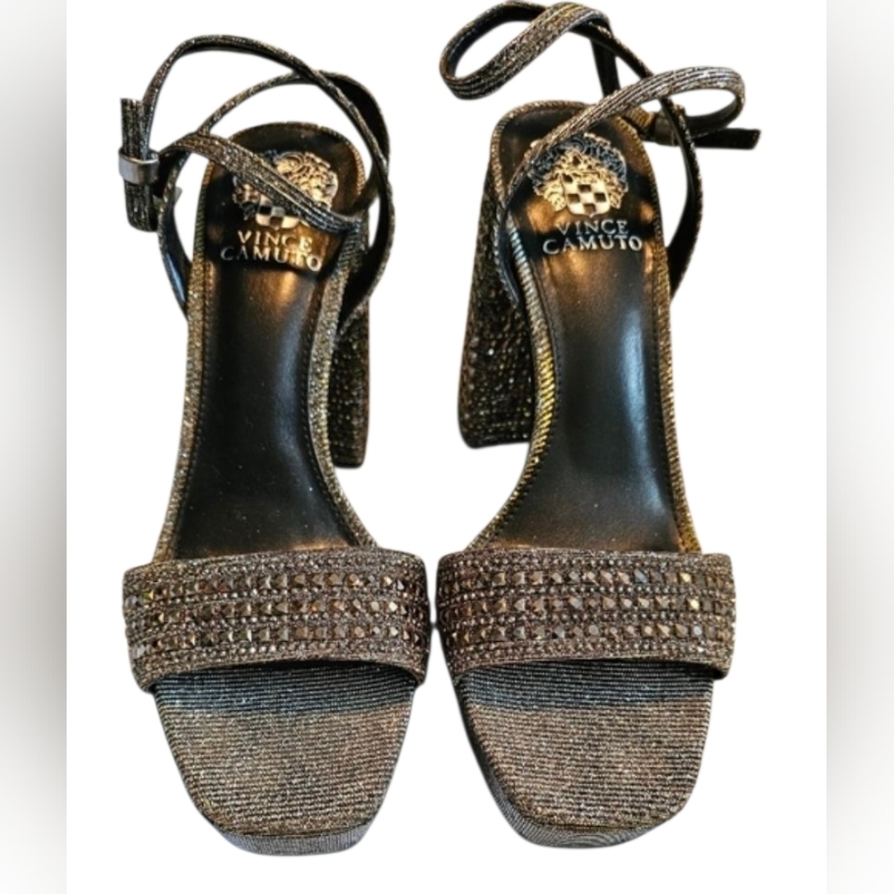 Vince Camuto Heels Platform Sandals Women's Chastin2 Shoes Pewter Women's Size 9